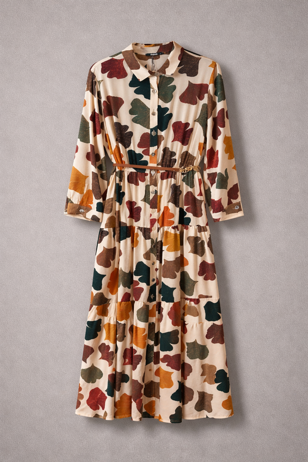 AL-SATIN LEAVES DRESS