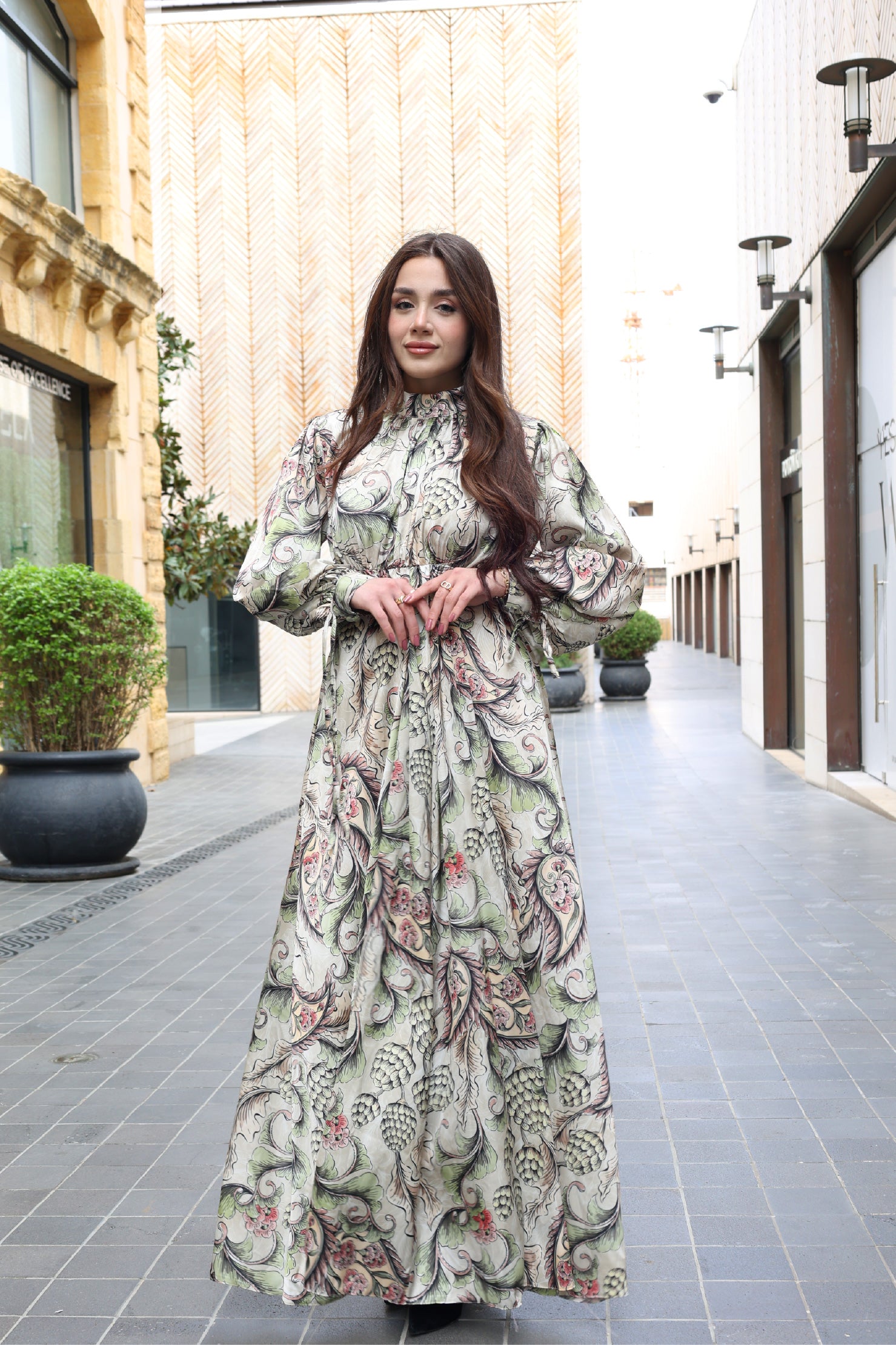 Floral Satin Mint Dress image 1