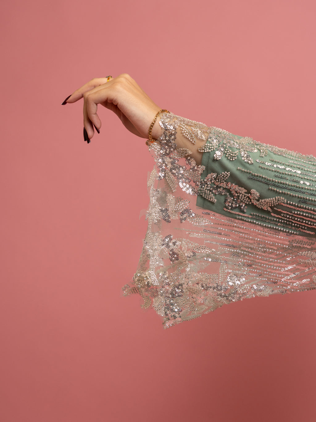 GREEN TURQUOISE EVENING DRESS