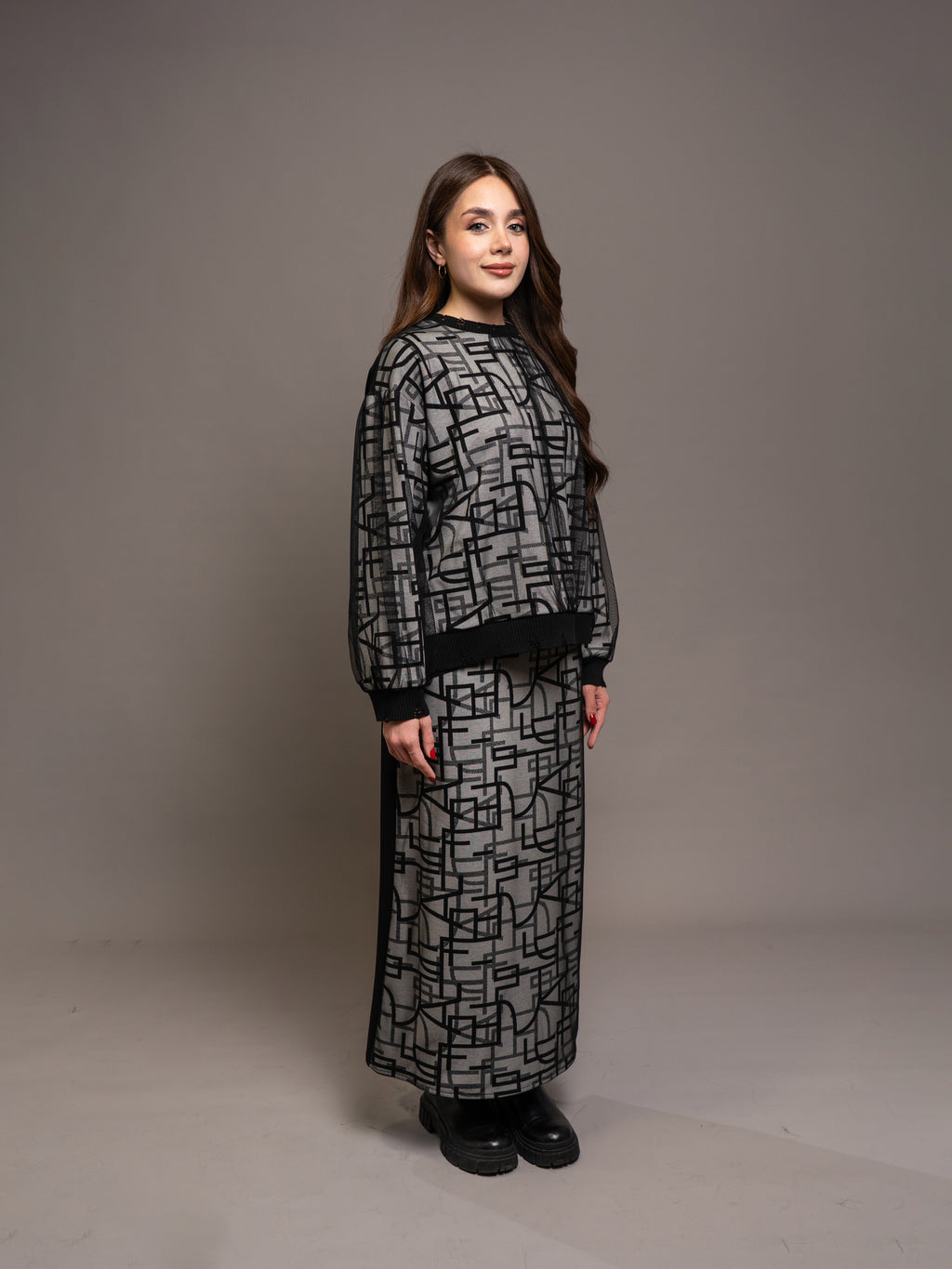 C-TULLE PRINT SKIRT SET